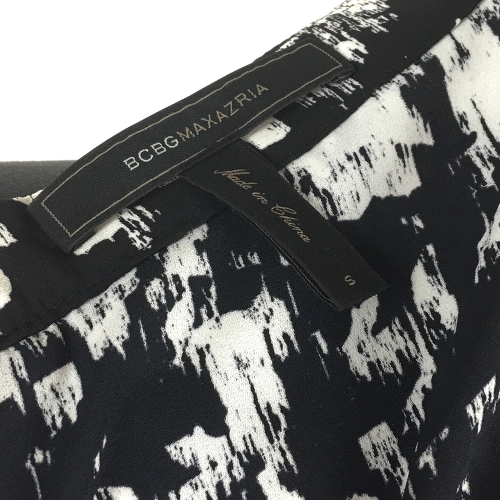 🚨BCBGMAXAZRIA Black White Jane Maxi Mini Skirt S - Picture 6 of 8